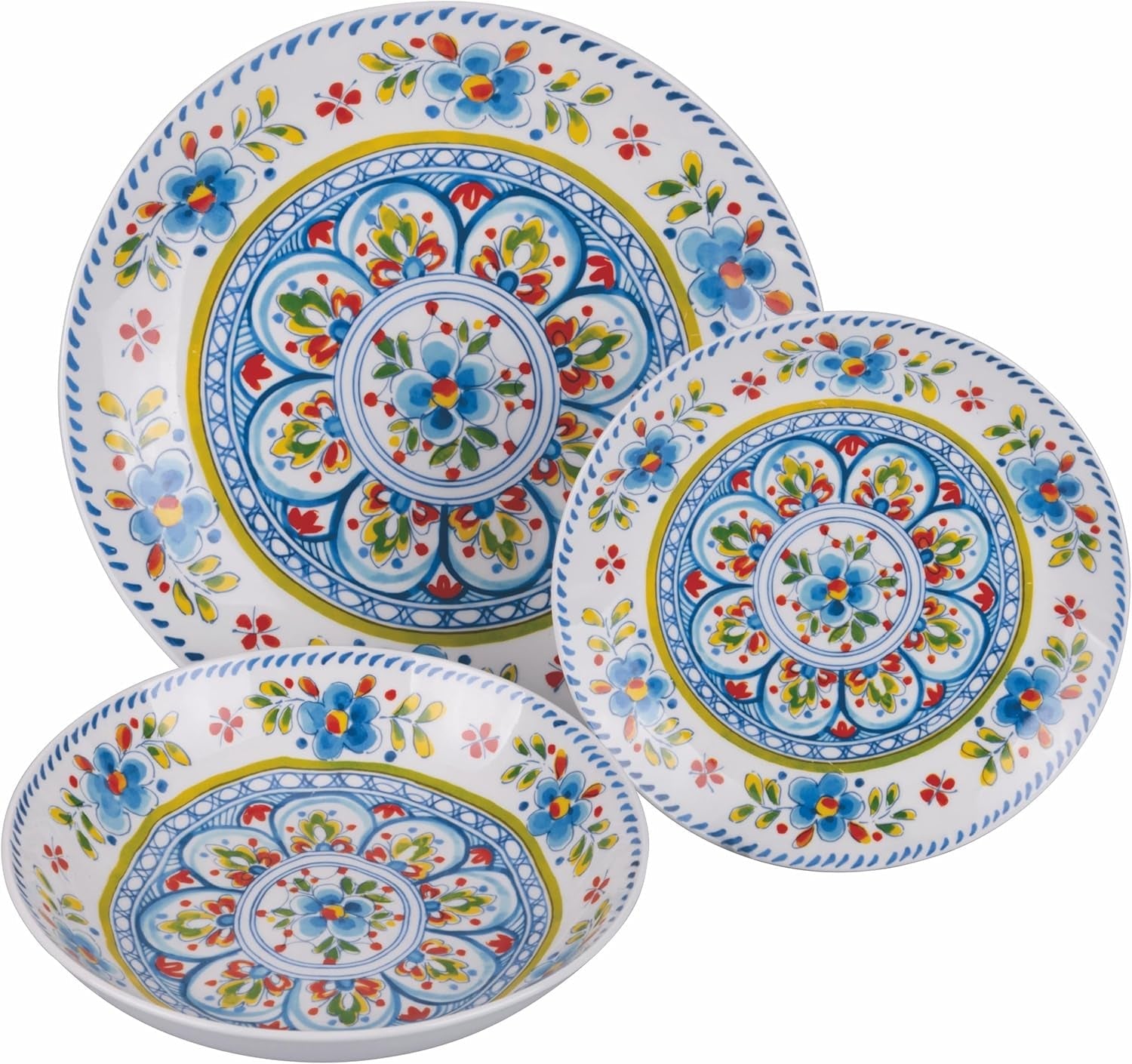 Porcelænsservice med 18 stykker, 6 forskellige sæt tallerkener, Andalusia