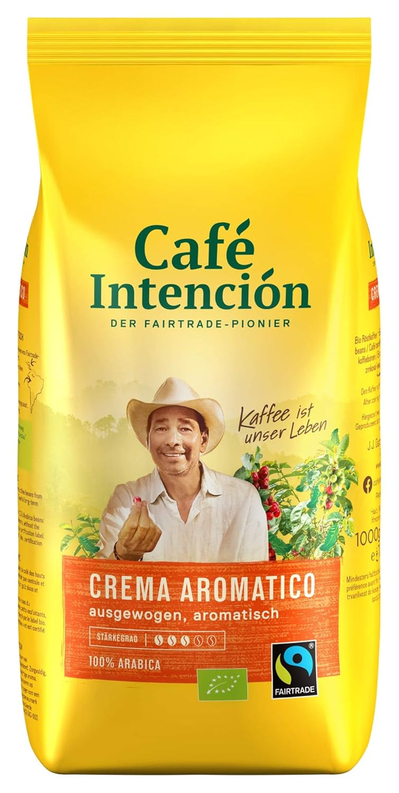 2x Fairtrade JJDarboven - Café Intención Aromatico Café Crema, økologisk kaffe, hele bønner - 1000g