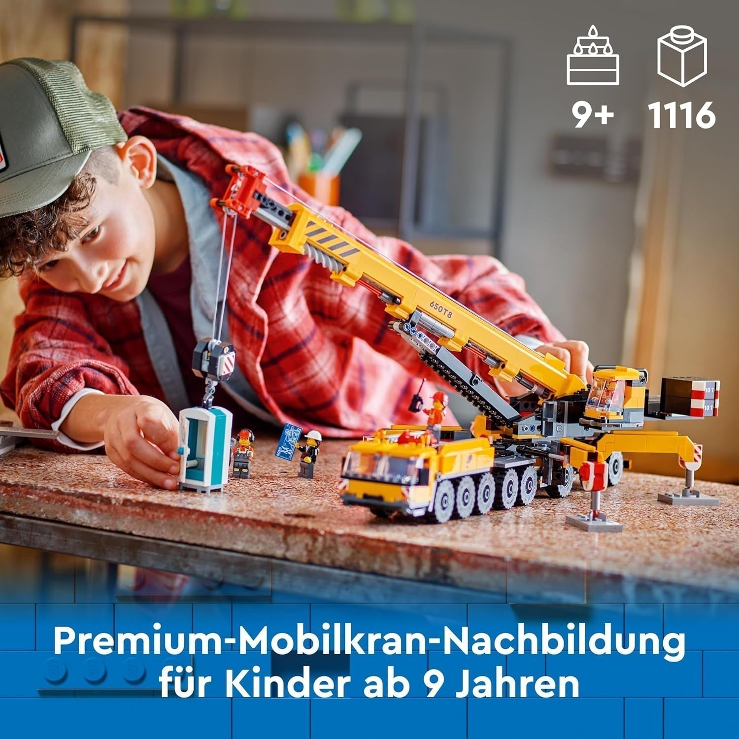 LEGO City Mobile Construction Crane Byggelegetøj til drenge og piger Kreativt børnegave Lang forlængelig arm 4 bygningsarbejder minifigurer til rolleleg 60409 Byggesæt Besuche den LEGO-Store