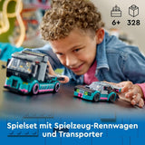 LEGO City Car Transporter med racerbil, legetøjslastbil med justerbar læsserampe og racerbil, byggesæt med 2 minifigurer, racerkører og lastbilchauffør, til børn fra 6 år 60406 Byggesæt Besuche den LEGO-Store