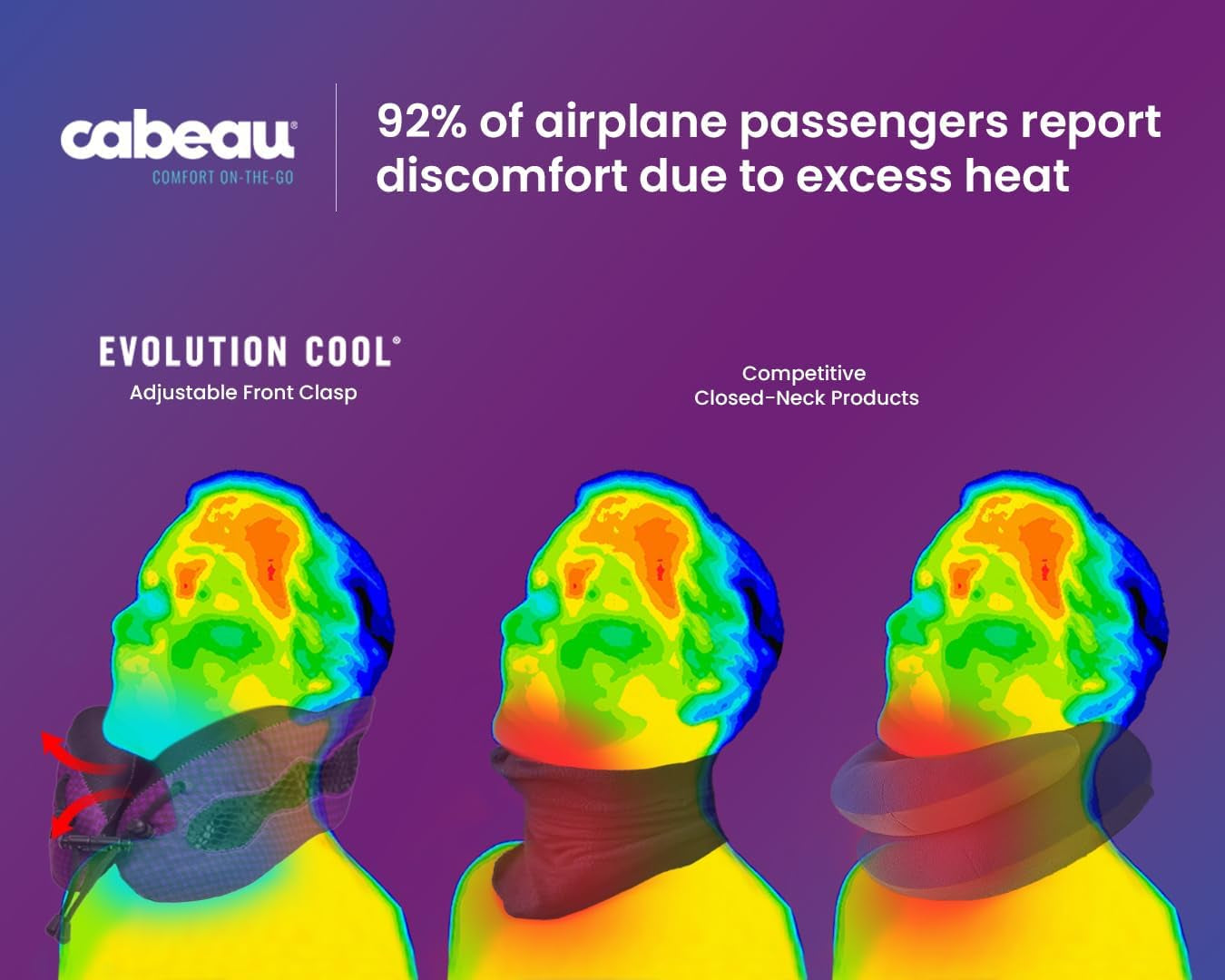 Cabeau Long Flight Travel Nakkepude - Evolution Cool - Støttende memoryskum med ventilationsåbninger - Kompakt med bæretaske (lilla) Naty Shop rejsepuder