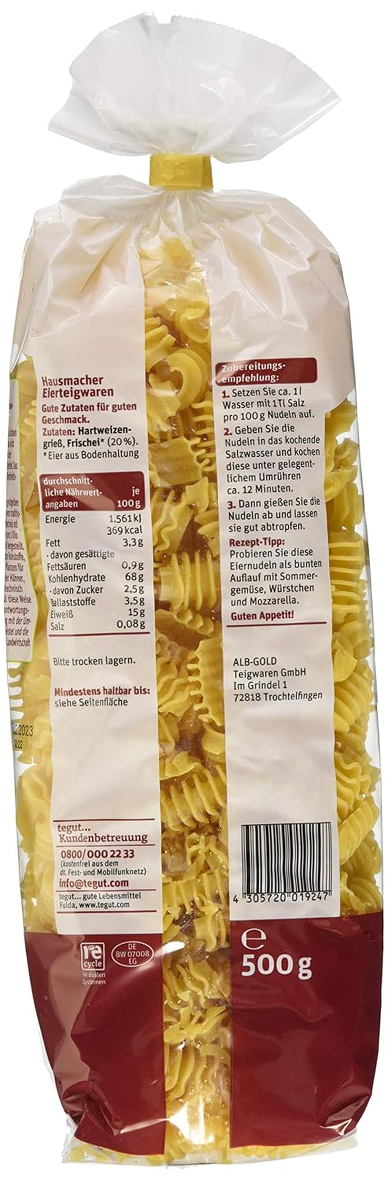 tegut... Nudler med Rilli æg, 1 x 500 g