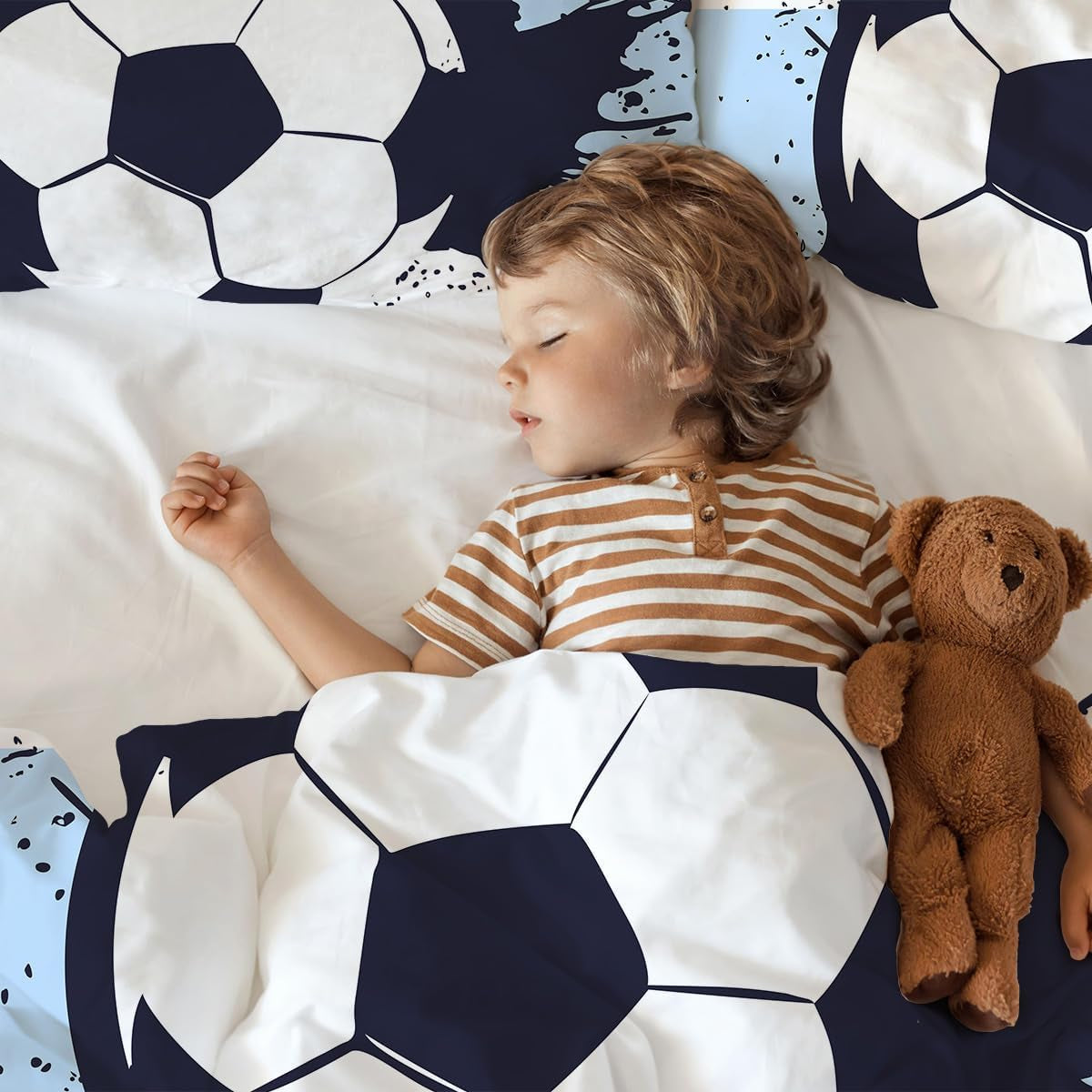 Sengetøj til drenge, fodbold, mikrofiber polyester Sengetøj - børn Naty Shop