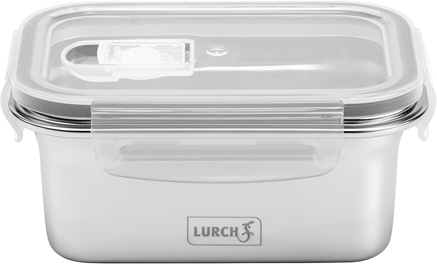 Lurch 240895 Madkasse Højkvalitets rustfrit stål sikkerheds-/opbevaringsboks med BPA-frit plastiklåg 2000 ml klare madopbevaringskasser Naty Shop 500 ml