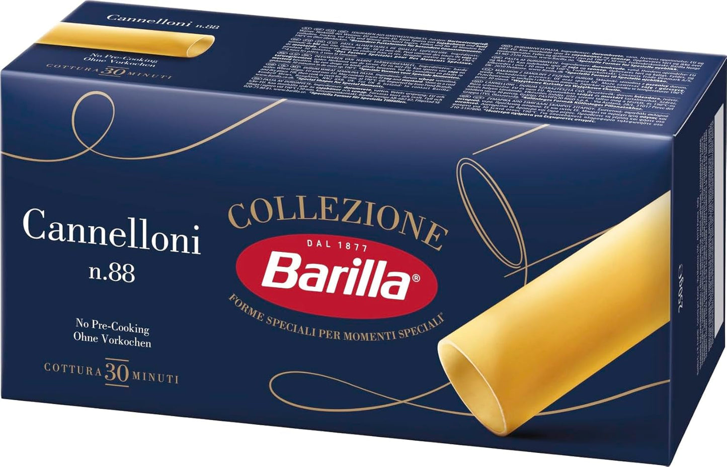 Barilla Collezione Cannelloni Højkvalitets Durumhvede Pasta Always Al Dente Pakke med 12 (12 x 250 g)