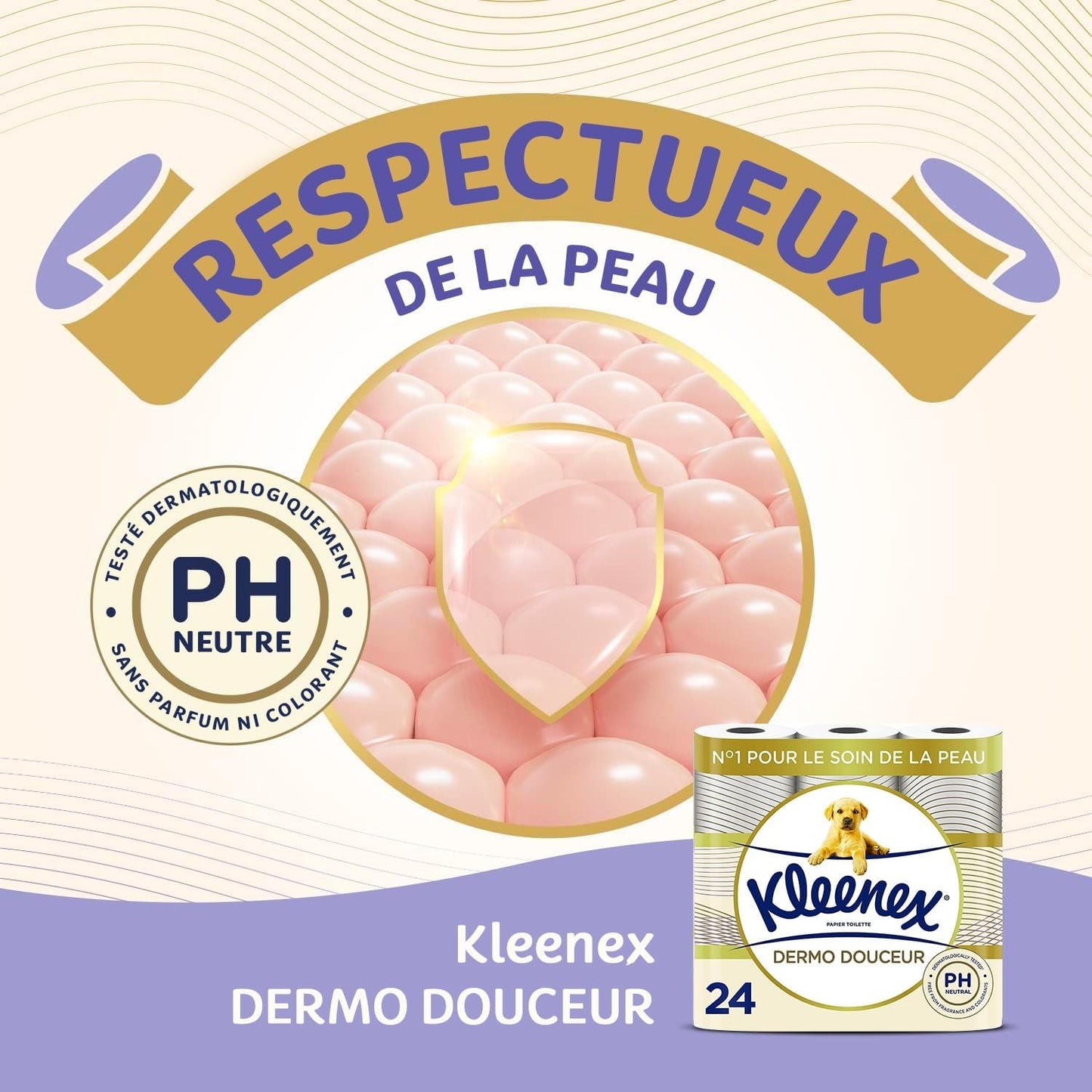 KLEENEX Dermo Douceur 4230420 toiletpapir, 24 ruller (4 x 6 ruller) Hvid, 24 pak (sæt af 6)
