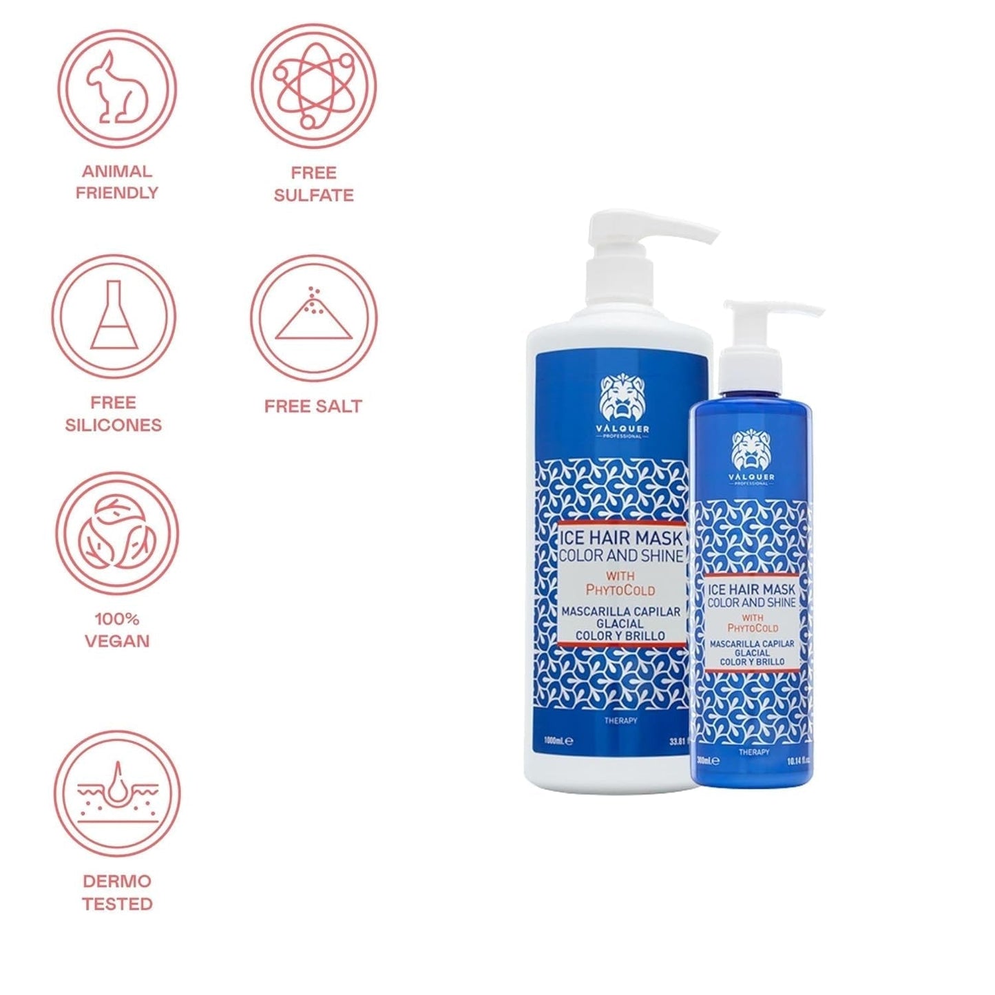 Valquer Profesional Ice Hair Mask Farve og Glans - Til farvet hår, 1000 ml Hårmaske Naty Shop