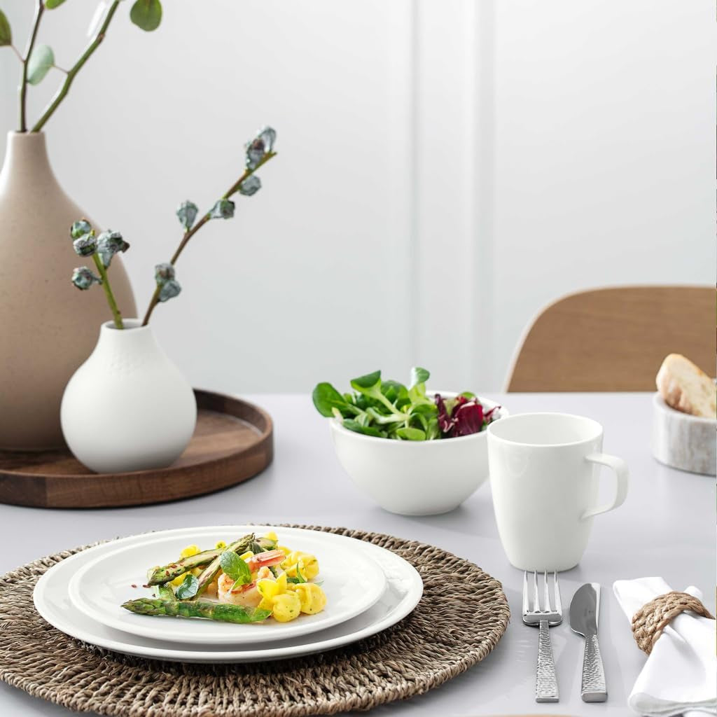 Villeroy & Boch - Artesano 6-delt porcelænssæt til 2, hvidt, tåler opvaskemaskine, mikrobølgeovn, bestiksæt, tallerkensæt, middagstallerkener, morgenmadstallerkener, middagstallerkener, premium porcelæn