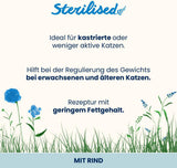 Almo Nature Functional - Steriliseret - Vådfoder til voksne og modne katte, steriliseret eller mindre aktive - med oksekød - fedtfattigt, fugtgivende - 70 g (pakke med 30)