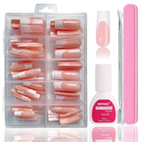 Ballerina falske neglesæt - 240 stykker Delikat lilla pink falske negle, fulddækkende lim på falske negle, falske neglespidssæt til manicure og neglekunst til kvinder og piger (lavendelrosa)