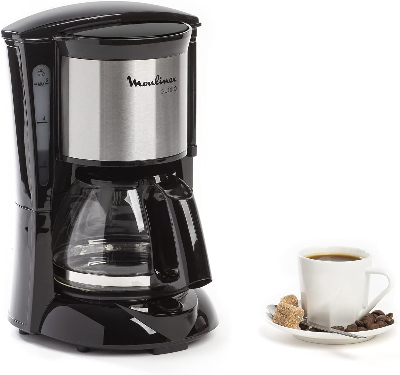 FG150813 Subito kaffemaskine, 6 kopper, Sort/rustfrit stål