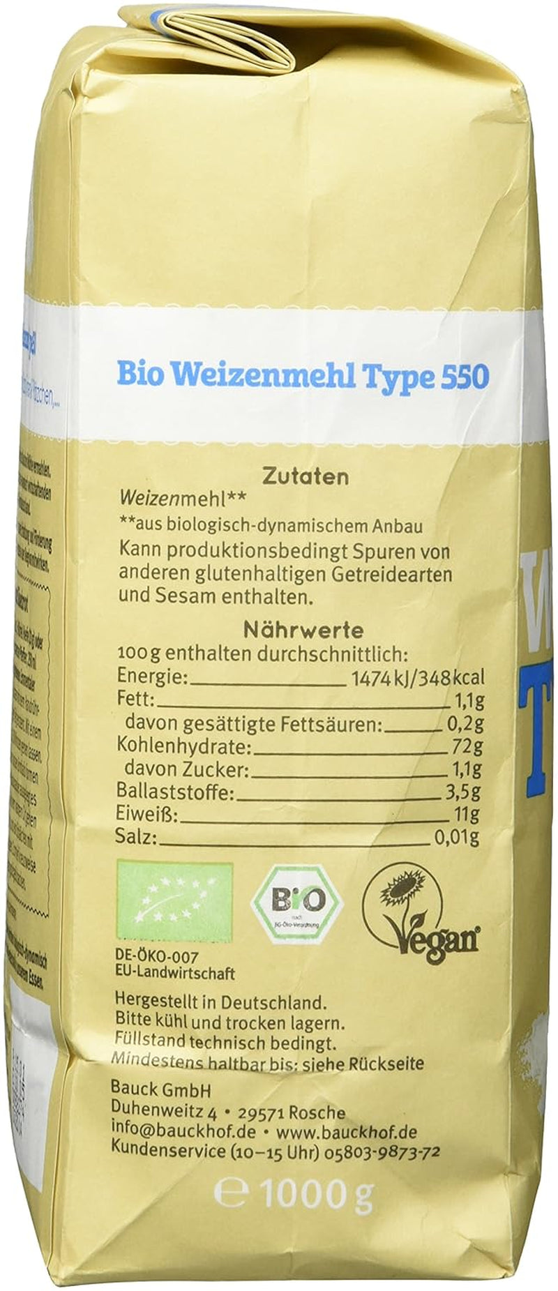 Hvedemel Hof type 550 Demeter, 1 kg