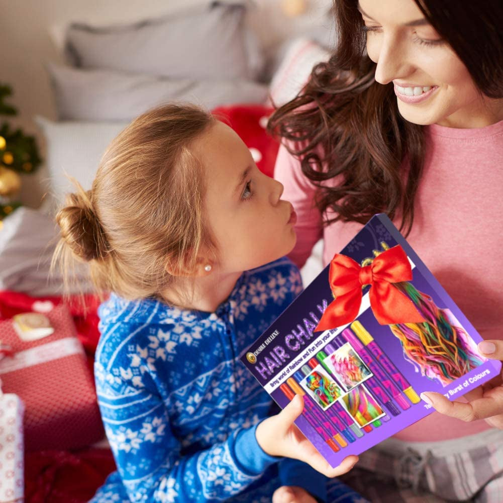Desire Deluxe hårkridtgaver til piger, hårkridt til hårfarvelegetøj til jul, 10 vaskbare hårfarvepenne til karneval, 3 4 5 6 7 8 9 11 år gamle hårfarve Naty Shop