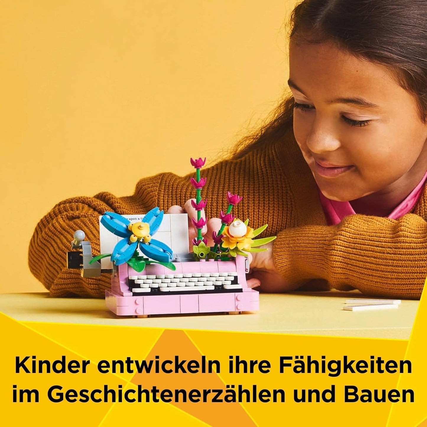LEGO Creator 3In1 skrivemaskine med blomster - ombyggeligt legetøj til en Keytar-model eller til en urtepotte med notesbog og kuglepen - byggesæt - gave til piger og drenge fra 8 år 31169 Byggesæt Besuche den LEGO-Store