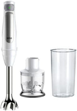 Braun Multiquick 7 MQ 7035X Stabmixer - Pürierstab Mit Abnehmbarem Edelstahl Mixfuß Mit Activeblade Technologie Zum Pürieren Der Härtesten Ingredient, Inkl. 3-Teiliges Zubehör Sæt, 1000 Watt, Schwarz Kitchen Naty Shop Weiß Zerkleinerer (350G)