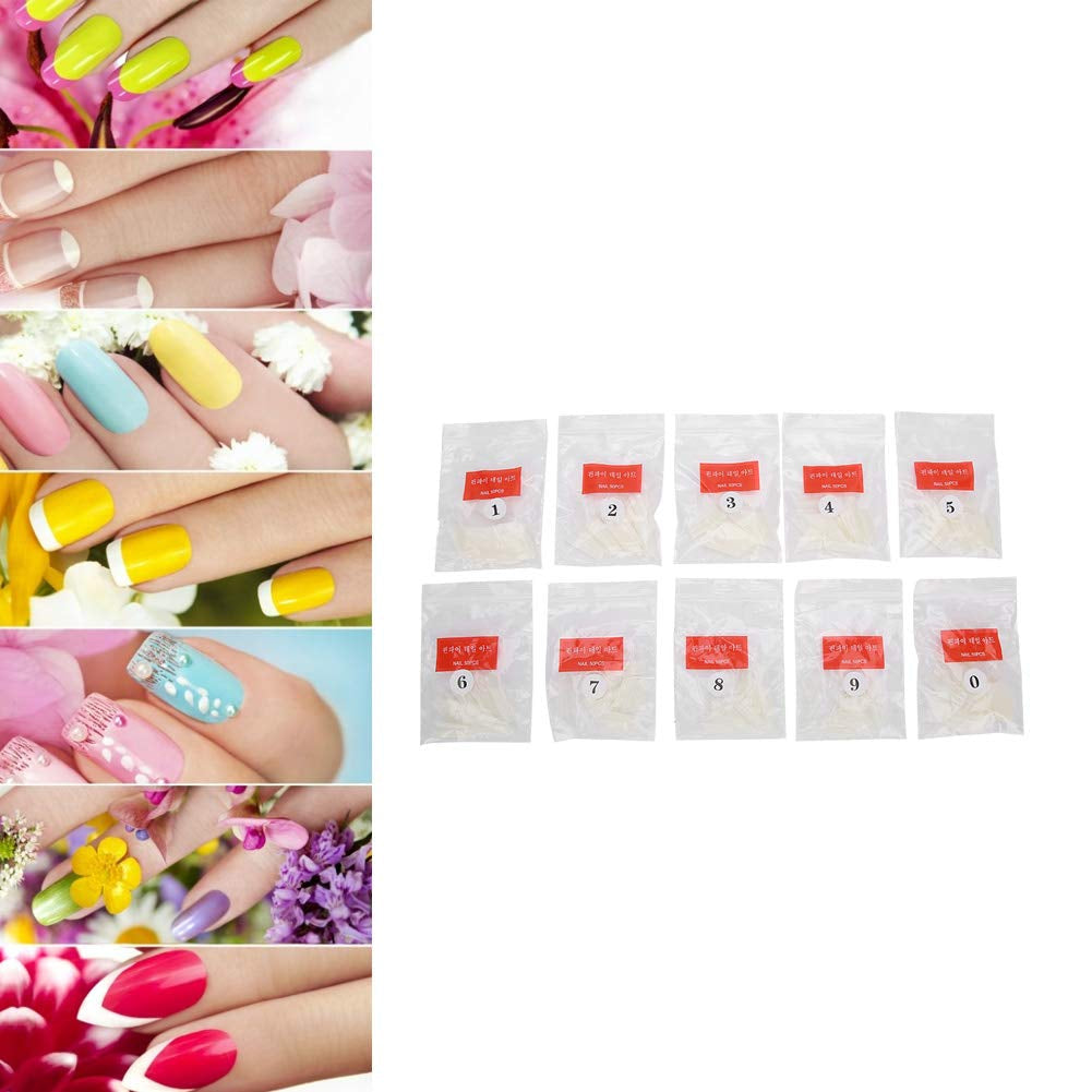 500 stk falske neglespidser, naturlige franske kunstige neglespidser til manicure, L, DIY falske negle, ovale UV-gel, negletilbehør til kvinder og piger (naturlig farve)