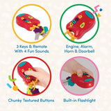 Battat legetøjsnøgle babylegetøj - Farverig bilnøglering med lys og lyde til børn fra 10 måneder og opefter Bebe Toys Naty Shop