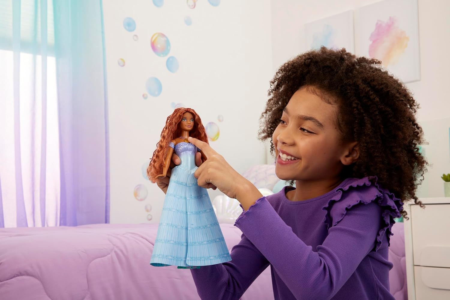 Mattel Disney Princess Ariel Doll, Inspireret af The Little Mermaid Movie, Transformation: Mermaid-Man Legetøj, Mobil, Disney-gaver, 3-årigt legetøj, HLX13 Naty Shop Dolls