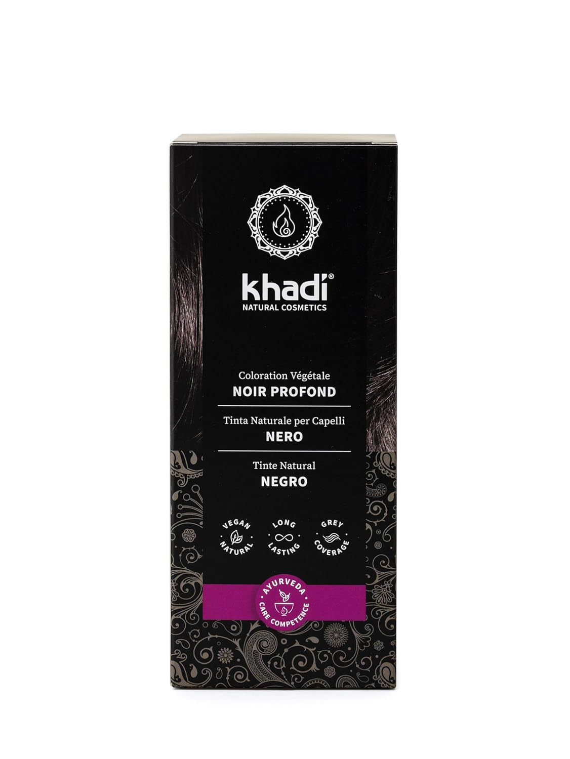 khadi urte-hårfarve SORT - Farv dit hår mystisk dyb sort uden en blå nuance - 100% urte, naturlig og vegansk - 100g Hårfarve Naty Shop
