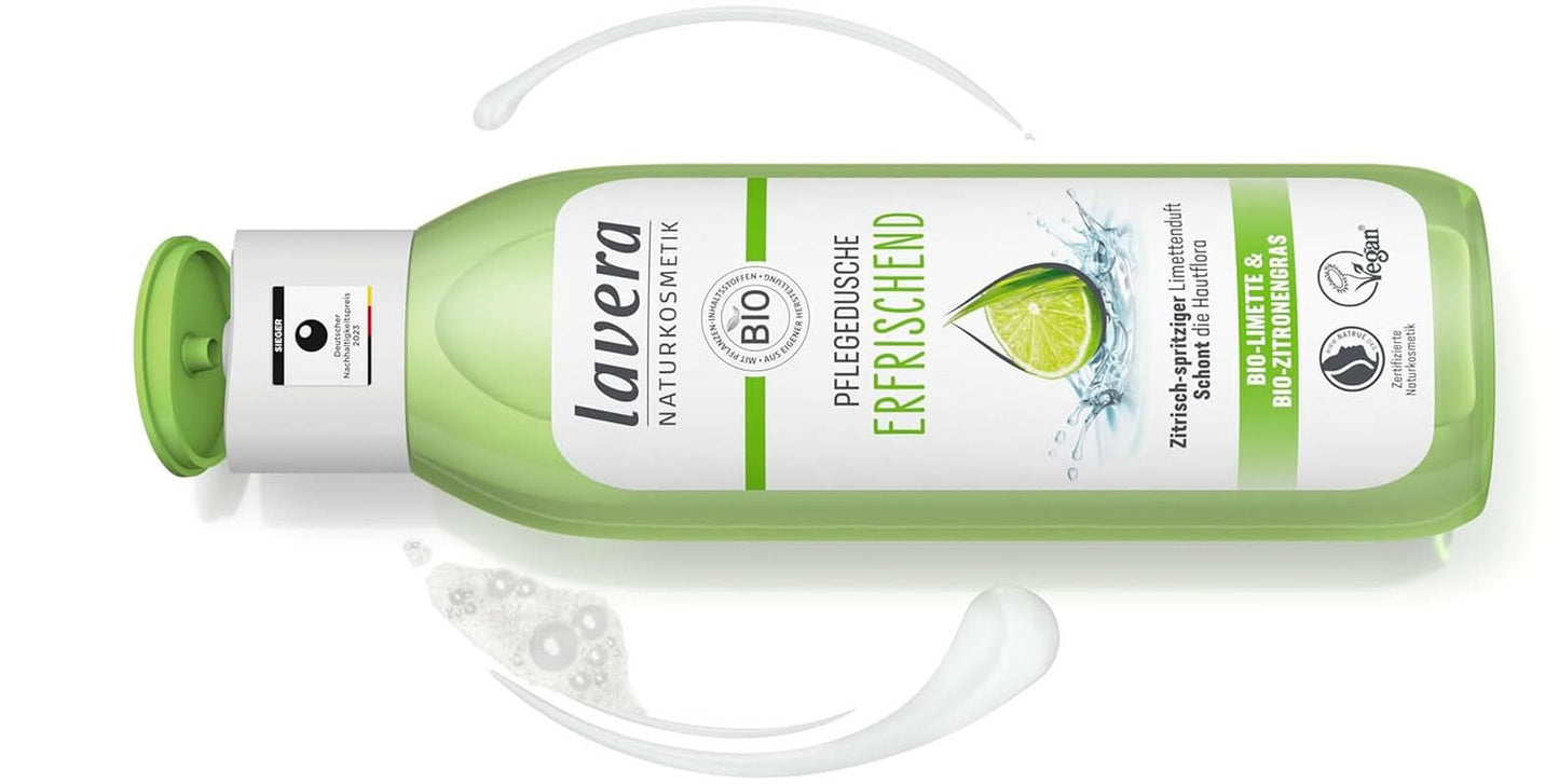 Lavera, Forfriskende shower gel med økologisk lime, 250 ml Shower and bath Naty Shop