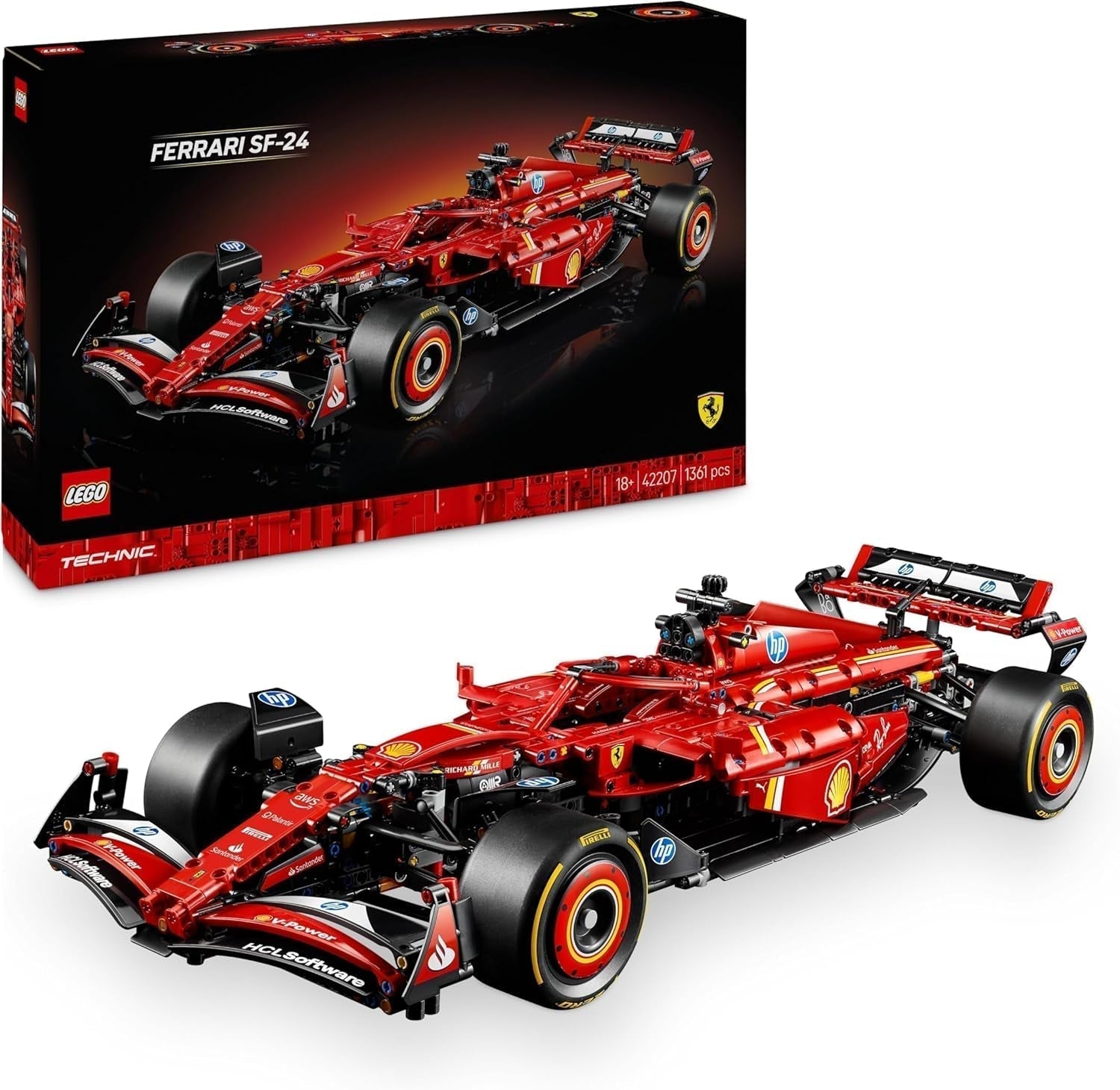 LEGO Technic Ferrari SF-24 F1 Racerbil - Modelbil til voksne - Formel 1 samlersæt - V6 motor, gearkasse, styretøj og DRS i 1:8 skala - Gave til fans af motorsport og racerbiler 42207 Byggesæt Beuche den LEGO-Store Standard titel
