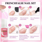 120 stk Nøgne lyserøde falske negle med neglelim - 12 størrelser Kort oval firkantet tryk på negle - smukke negle, lim på kunstige negle - velegnet til kvinders DIY negledesign (Squaval Pink Gradient)
