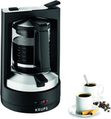 Krups T8 Filter Espressomaskine, 850 Watt, Auto Shut Off, 8-12 kopper, 1 L Kapacitet, Permanent Filter, Oplyst tænd/sluk-knap, Nem at bruge, Sort, KM4689