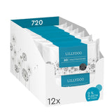 LILLYDOO vådservietter til toilet 720 stk (12 x 60) 100% plastfri, skyllebare servietter Parfumefri