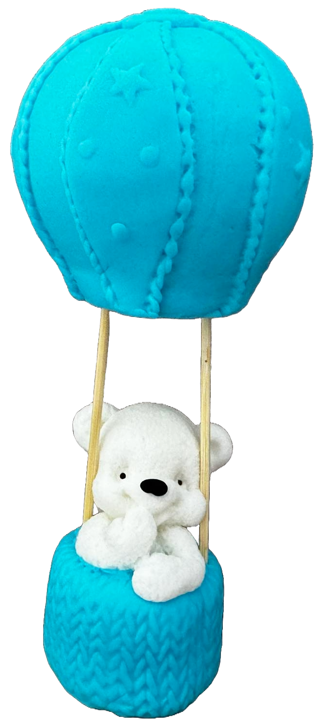 Spiselig sukkerdekoration, Bear in a ballon Dekorationer fra Sugar Paste Naty Shop