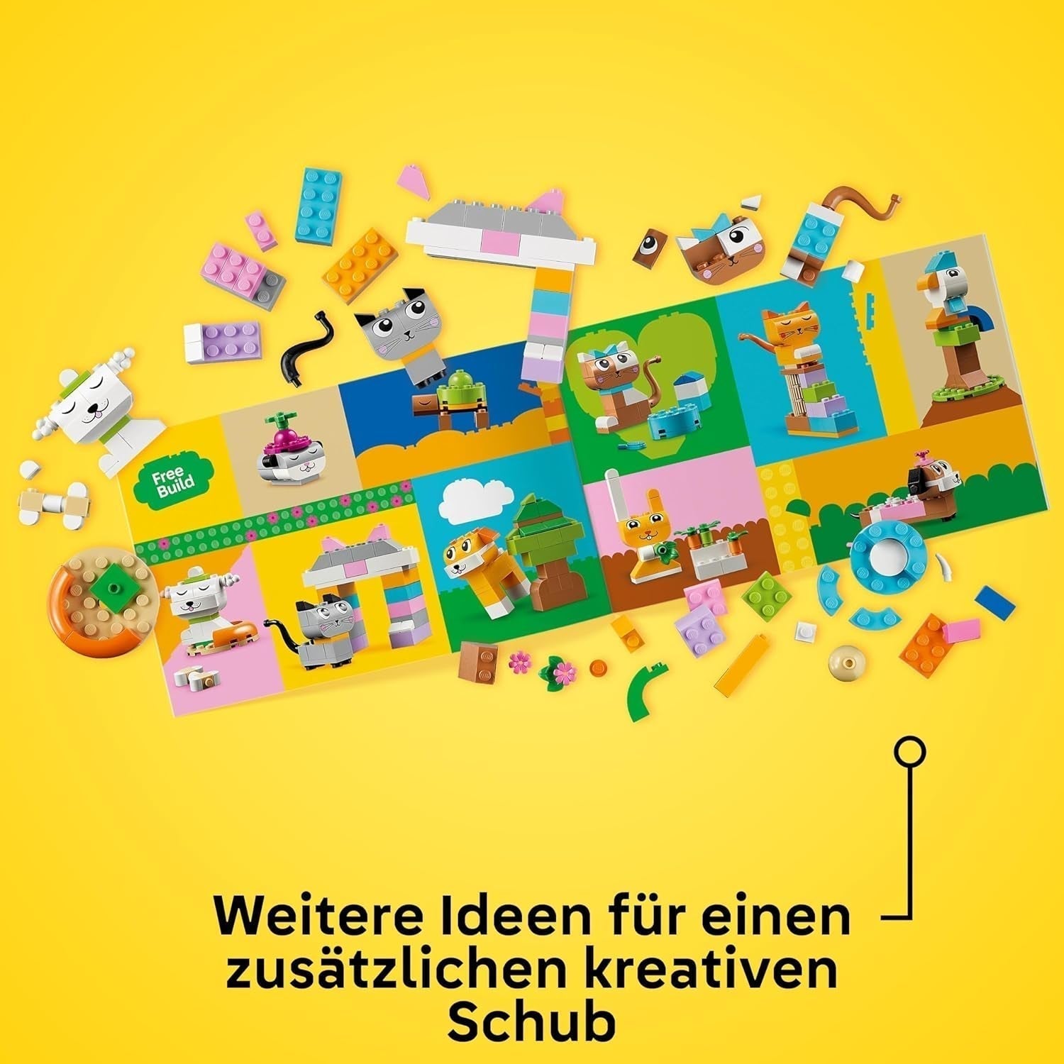 LEGO Classic Creative Animals, æske med farverige klodser, bygge klodsdyrsfigurer som hund, kat, kanin, hamster og fugl, byggelegetøj til drenge og piger fra 5 år 11034 Byggesæt Besuche den LEGO-Store