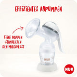 NUK manuel brystpumpesæt, blød silikonepude, 2 perfekt kombinerede flasker, 150 ml Tilbehør Mad og amning Bebe Naty Shop