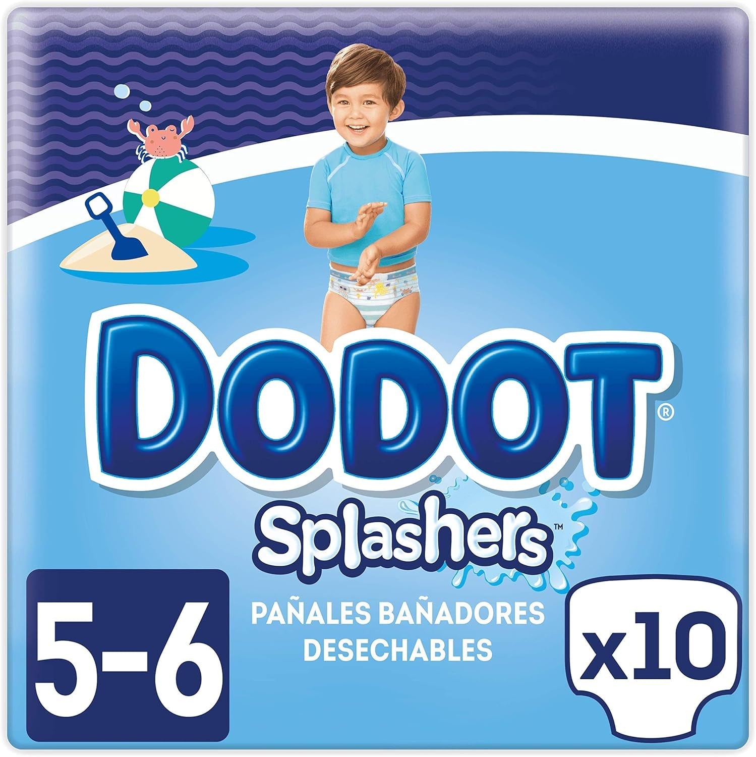 Splashers badebleer, 10 pakke, fra 14 kg, oppustelig og nem at fjerne, størrelse 5