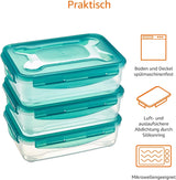 Amazon Basics frysebeholdere i et sæt, med låg, lækagesikre, stabelbare, køle/fryseskab, BPA-fri, plastik, mikrobølgeovn og opvaskemaskine, 3 x 1,2 l, klare madopbevaringsbokse Naty Shop