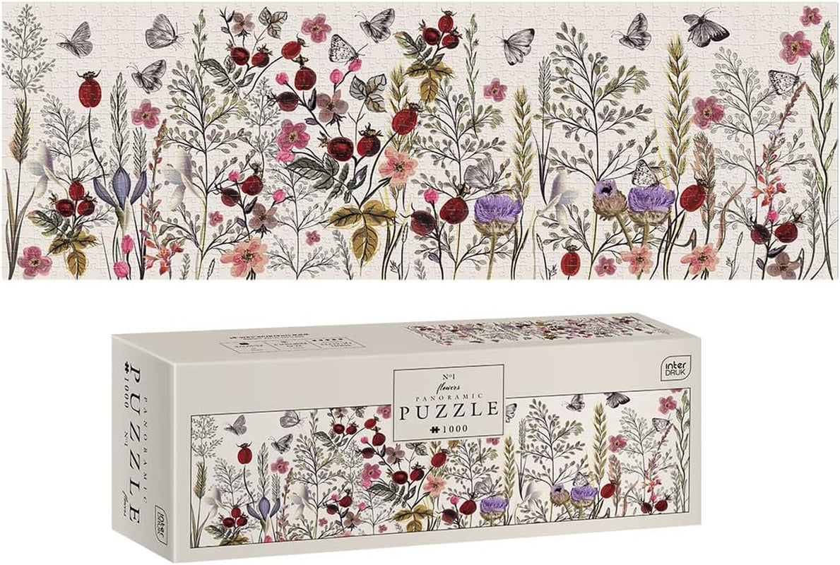 Blomster nr. 1 - 1000 brikker panoramapuslespil til voksne Puslespil Naty Shop