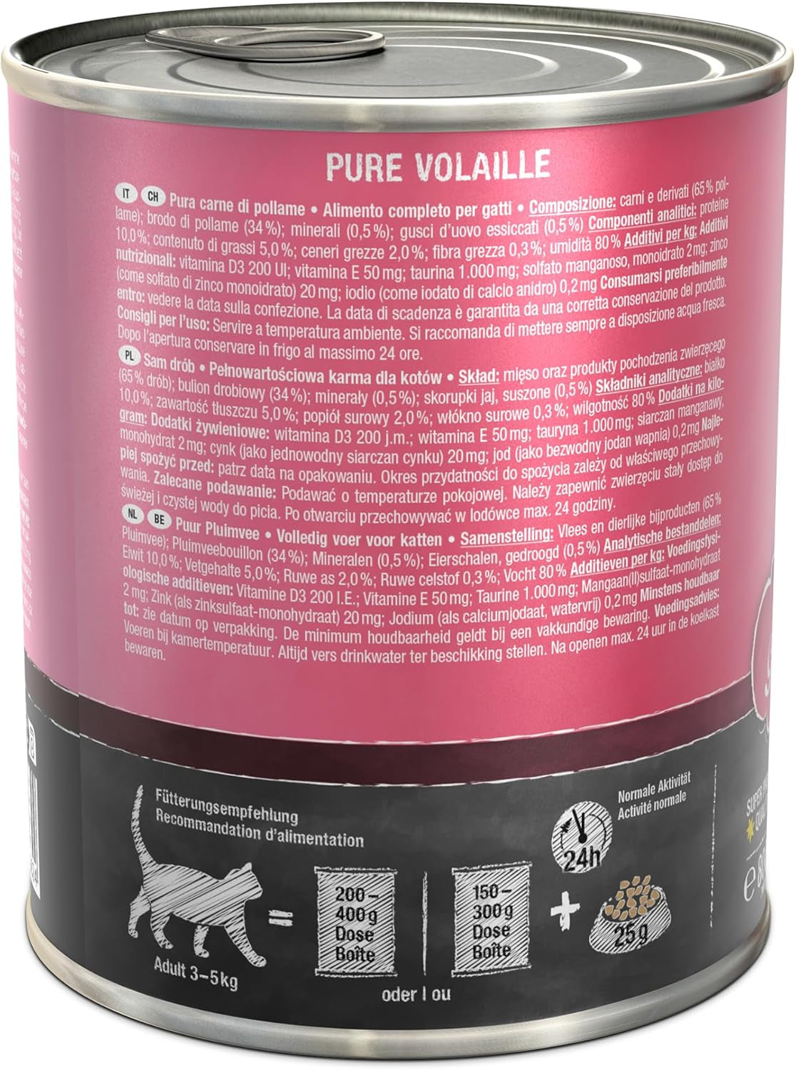 LEONARDO Nassfutter für Katzen, Geflügel pure, 6X 800g Dose, Katzenfutter getreidefrei, Alleinfutter, Made in Germany