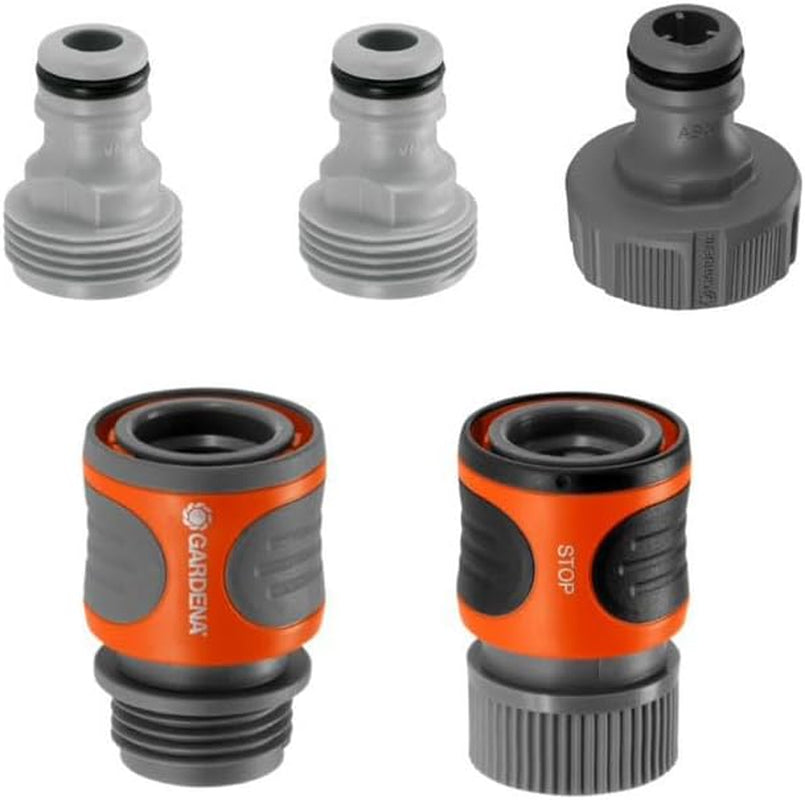 GARDENA 5-delt hurtigkoblingsslangefittings 18270-81: Hurtigkoblingssæt til haveslanger med 5/8" eller 1/2" tilslutninger: Til hurtig tilslutning af haveslanger og sprinklere