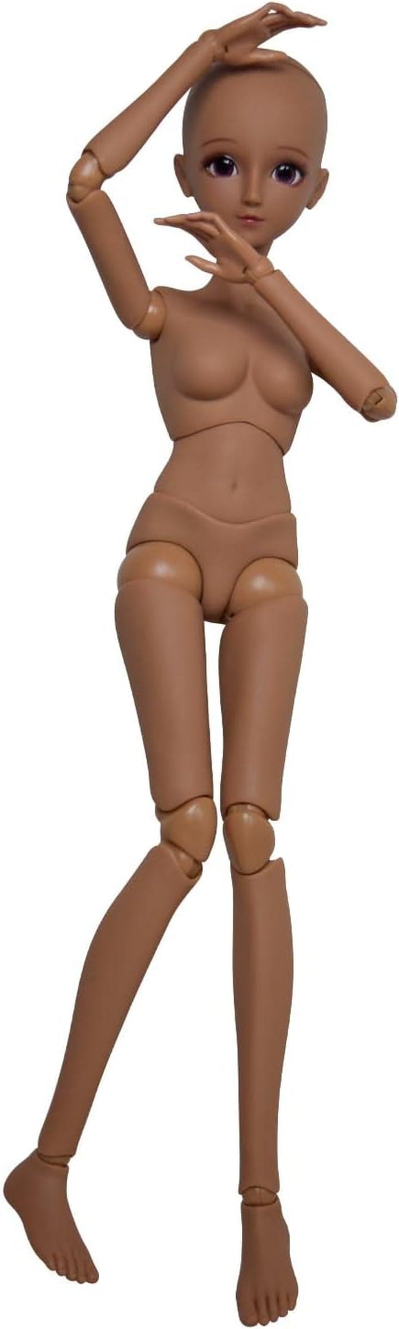 1/3 BJD dukke sort brun hud dukke krop 60 cm 24 tommer kugleled SD dukker Bevægelige led PVC DIY (Alexia)