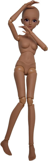 1/3 BJD dukke sort brun hud dukke krop 60 cm 24 tommer kugleled SD dukker Bevægelige led PVC DIY (Alexia)
