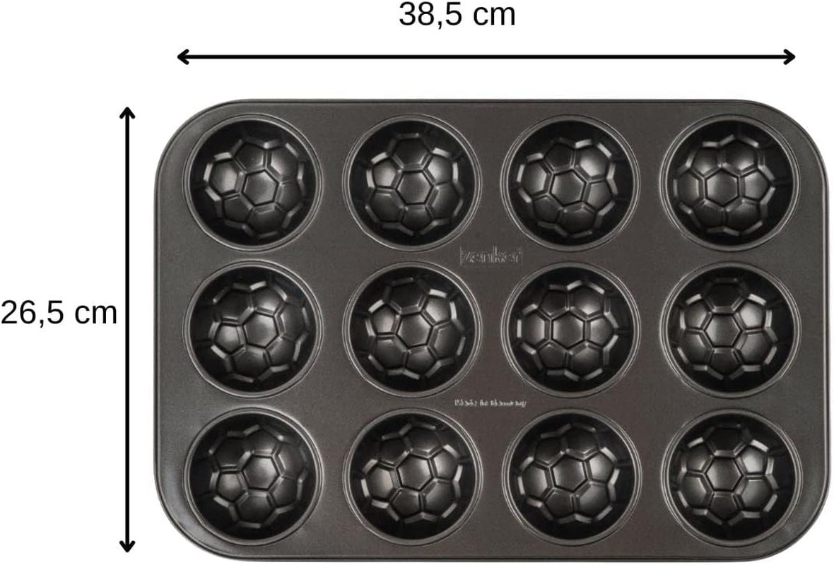 Zenker 12Er Muffinform – Muffinbackblech Für Muffins Und Cupcakes Aus Der Serie Fodboldbagning– Hitzebeständiges 12Er Muffinblech Mit Antihaftbeschichtung, Schwarz Forme og bakker til bagning Naty Shop