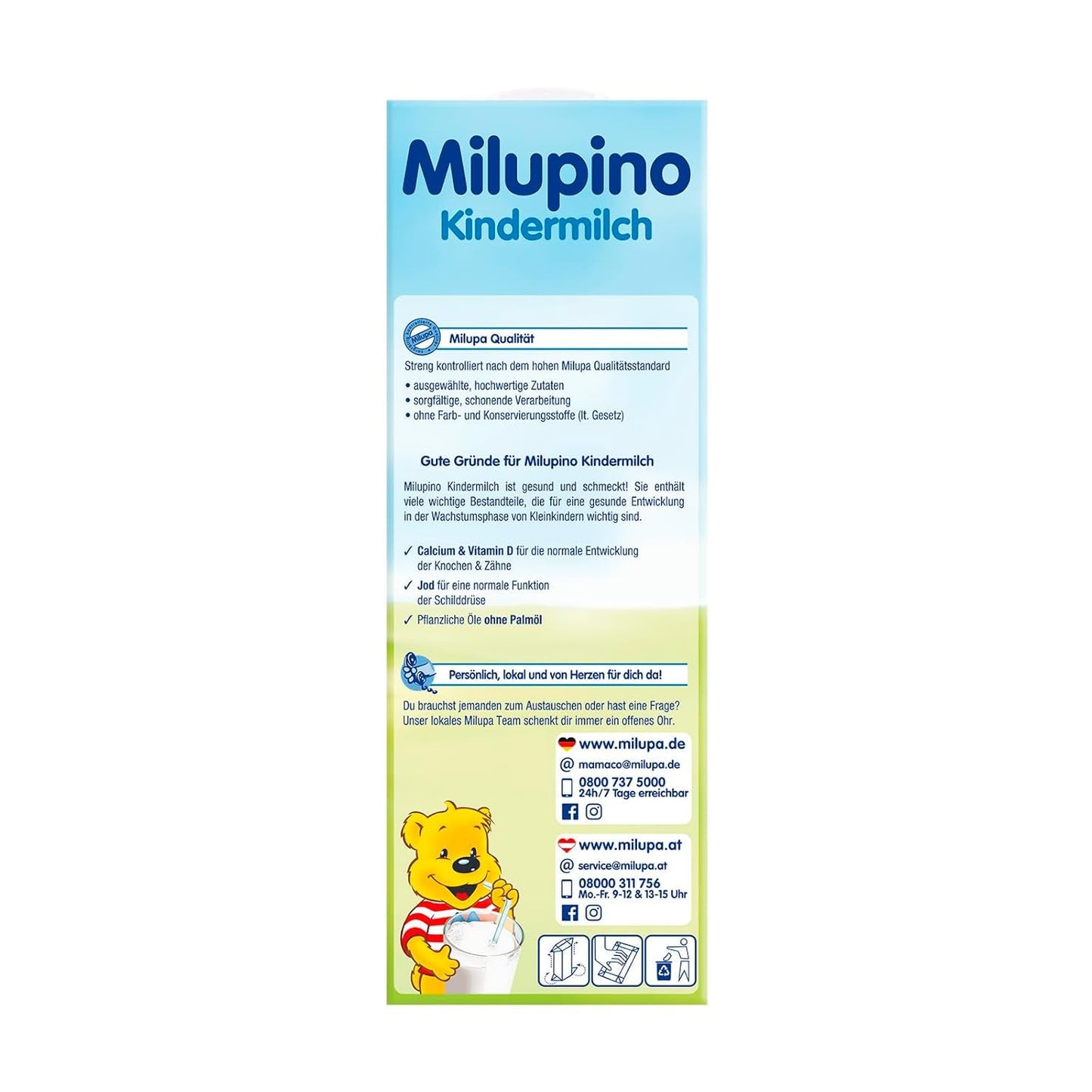 Milupa Milupino Drikkeklar vækstmælk (6x1L), fra 1 år, til små børn i vækstfasen