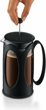 Bodum Kenya kaffemaskine - 1L / 8 kopper - Manuel fransk presse Borosilikatglas og rustfrit stål - Tåler opvaskemaskine - Fremstillet i Portugal