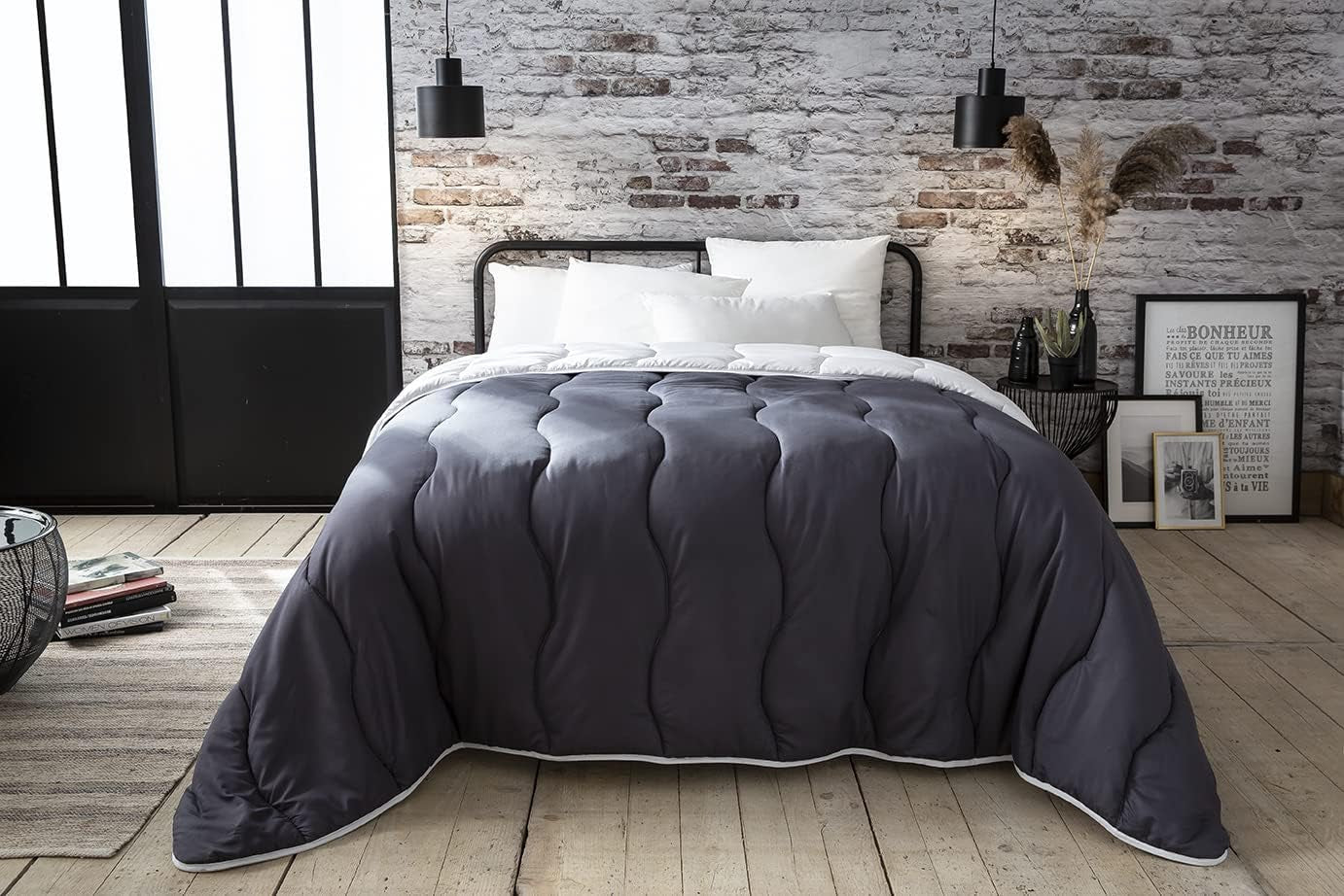 Abeil Quilt, Bicolor, 220 X 240 Cm, Hvid og Grå Dyner og dyner Naty Shop