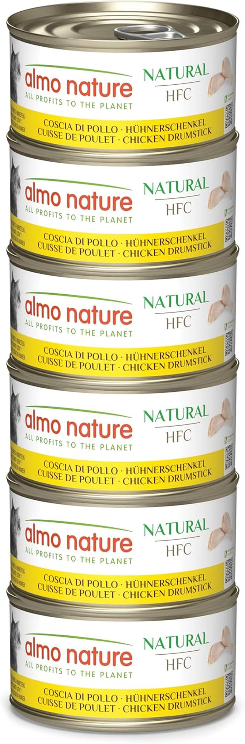 Almo Nature HFC Natural - Nassfutter für ausgewachsene Katzen - Hühnerschenkel - Human Grade, Glutenfri & Monoprotein - 6 x 70g