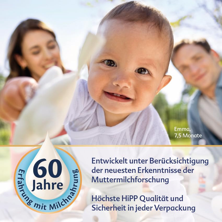 HiPP 3 Økologisk tilskudsmælk (4 x 600g) - efter 10 måneder, med Omega-3 (DHA, ALA), Calcium, Vitamin D, af bedste økologiske kvalitet