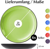 MIAMIO - Sæt med 6 keramiske stentøjstallerkener/middagstallerkener - Le Papillon Collection (farverige, små tallerkener (6x))