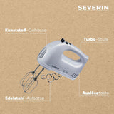 SEVERIN Håndmixer HM3820 (LBH 20X9X14 Cm) LBH 20X9X14 Cm Weiß Kitchen Naty Shop