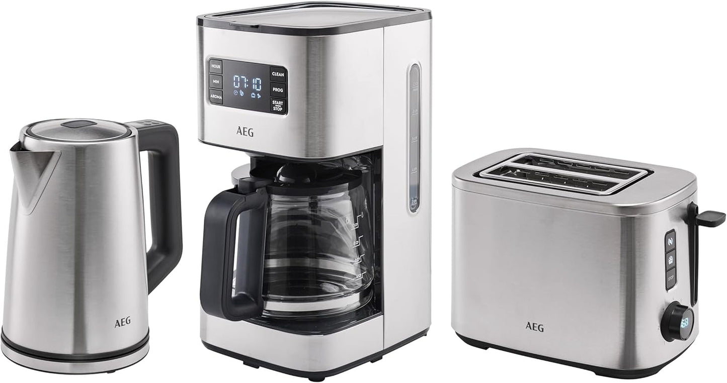 AEG Deli 5 espressomaskine, 1,5 l, programmerbar timer, holde varm funktion, sikkerhedsstop, vandstandsindikator, optimal dosering, anti-dryp funktion, rustfrit stål, CM5-1-6ST