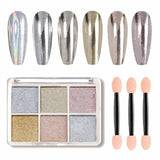 GZMAYUEN Chrom Pulver Für Nägel 6 Farbe Mirror Chrome Nail Powder Pigment Powder Nail Art