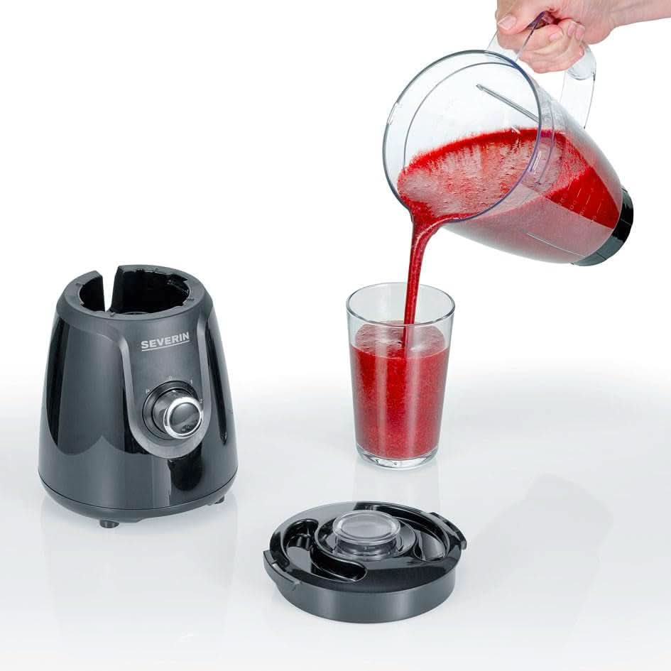 SEVERIN Standmixer Mit 1,5 L Mixbehälter Aus Tritan, Mixer Mit 2 Stufen og Pulse-Funktion, Leistungsstarker Küchenmixer Mit Edelstahlmesser, 600 W, Schwarz, SM 3707 Kitchen Naty Shop