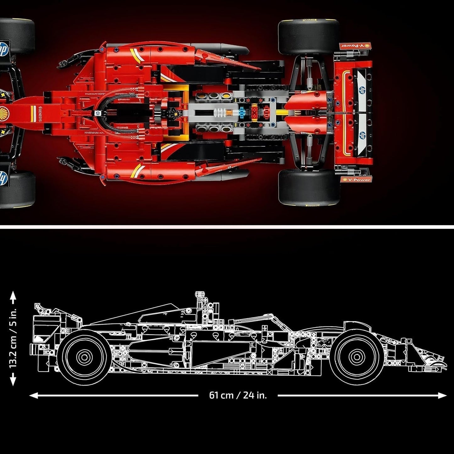 LEGO Technic Ferrari SF-24 F1 Racerbil - Modelbil til voksne - Formel 1 samlersæt - V6 motor, gearkasse, styretøj og DRS i 1:8 skala - Gave til fans af motorsport og racerbiler 42207 Byggesæt Beuche den LEGO-Store